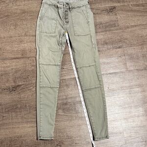 American Eagle Outfitters Olive Green Skinny Button-Fly Jeans